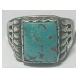 STERLING SILVER TURQUOISE RING 11.90GRS