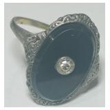 STERLING SILVER ONYX RING 4.60GRS
