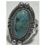 STERLING SILVER TURQUOISE RING 7 GRS