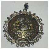 STERLING SILVER DAMASCENE PENDANT 13.4 GRS