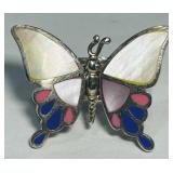 STERLING SILVER ENAMEL BUTTERFLY RING 10.2 GRS