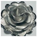 STERLING SILVER ROSE BROOCH 3.8 GRS