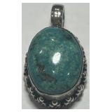 STERLING SILVER TURQUOISE PENDANT 14.4 GRS