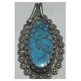 STERLING SILVER TURQUOISE PENDANT 12.6 GRS