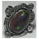 STERLING SILVER AGATE RING 6.5 GRS