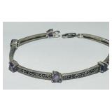 STERLING SILVER MARCASITE /AMETHYST BRACELET