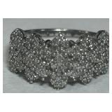 STERLING SILVER CLUSTER RING 5.7 GRS