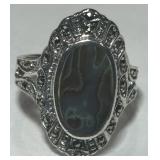 STERLING SILVER ABALONE RING 4.8 GRS