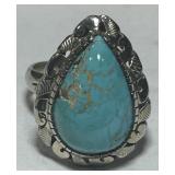 STERLING SILVER TURQUOISE RING 5 GRS