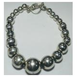 STERLING SILVER BEAD BALL  BRACELET 26.5 GRS