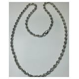 STERLING SILVER ROPE CHAIN 24 ' 45.6 GRS