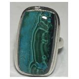 STERLING SILVER MALACHITE RING 8.2 GRS
