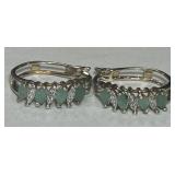 STERLING SILVER GREEN STONE EARRINGS 2.9 GRS