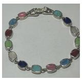 TAXCO STERLING SILVER MULTI GEM BRACELET 123.7 GR