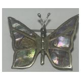 STERLING SILVER ABALONE BUTTERFLY BROOCH 6.4 GS