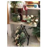 Z - FOLDING TABLE, FAUX PLANTS, CANDLE LANTERN