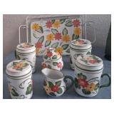 Z - CERAIC CANISTER SET WITH TRAY (K61)