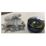 Z - BABY SEAL FIGURINE & BLUE HAWAII TRINKET BOX