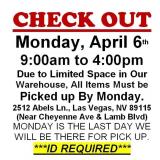 AUCTION PICK UP DAY & HOURS