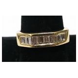 MEN'S 14KT GOLD, DIAMONDS & EMERLAD RING