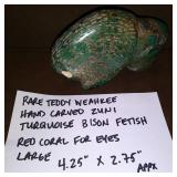 RARE TEDDY WEAHKEE HAND CARVED CORAL