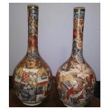 MATCHED PAIR LARGE JAPANESE SATSUMA VASES