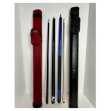 TWO VINTAGE POOL CUE STICKS IN CASES