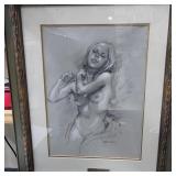 LEO JANSEN NUDE CHARCOAL ART ON PAPEL ORIGINAL