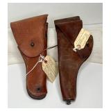 PAIR OF ANTIQUE US MILITARY LEATHER REVOLVER HOLST