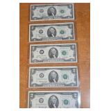 11 -GREEN SEAL $2 LOT OF CURRENCY(B6)