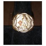 14KT GOLD & RUBY SAINT CHRISTOPHER RING