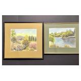 LOT OF 2 VINTAGE CALIFORNIA LANDSCAPE WATERCOLOR