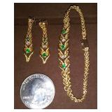 CLASSY 2PC 14KT GOLD, DIAMOND & EMERALD SET