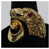 VINTAGE 14KT GOLD, DIAMOND & RUBY RING
