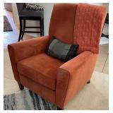 11 - UPHOLSTERED ARMCHAIR, THROW & ACCENT PILLOW
