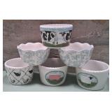43 - FARM ANIMAL CERAMIC RAMEKINS SET