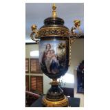 R - FRENCH SEVRES-STYLE LIDDED VASE 28'T (M40)