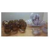 W - MIKASA VOTIVE HOLDERS, ART GLASS VASE, DISH
