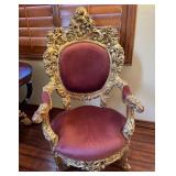 R - FRENCH-STYLE ARM CHAIR WITH GILT WOOD FRAME