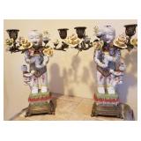 R - PAIR OF CHINESE PORCELAIN FIGURAL CANDELABRA
