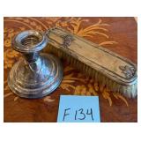 R - STERLING SILVER CANDLESTICK & BRUSH (F134)