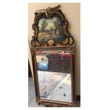 R - HAND-PAINTED & GILT WALL MIRROR (O16)