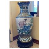 R - CHINESE CLOISONNE VASE WITH STAND 30'T (L22)