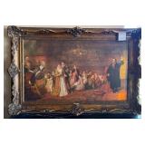 R - FAMILY GATHERING SCENE ARTWORK FRAMED 37X55'