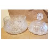 R - CRYSTAL BOWL & BUTTER DISH (F226)