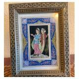 R - PERSIAN MINIATURE PAINTING IN MARQUETRY FRAME