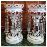 R - PAIR OF BOHEMIAN GLASS LUSTRES (L101)