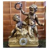 R - FRENCH GILT BRONZE ORMOLY CLOCK (L100)