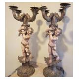 R - PAIR OF PUTTI CANDELABRA (F20)