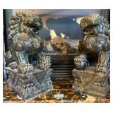 R - PAIR OF MARBLE TEMPLE DOGS 18'T (F108)